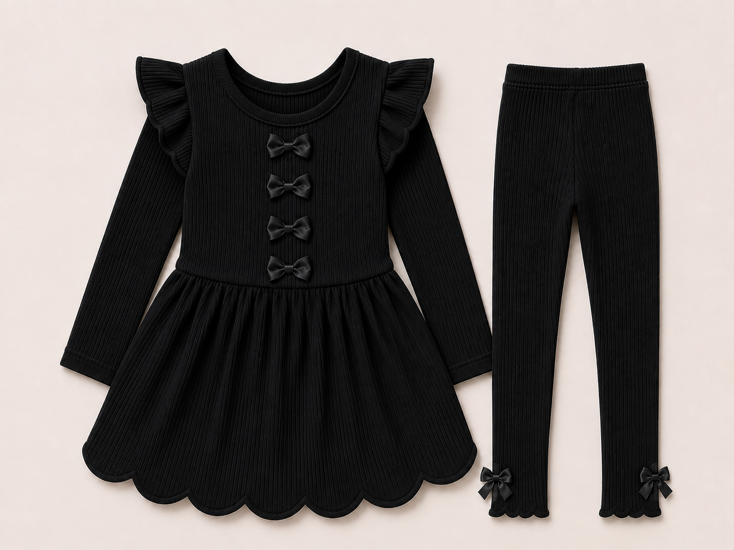 Black ribbed set