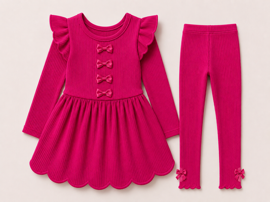 Magenta ribbed set