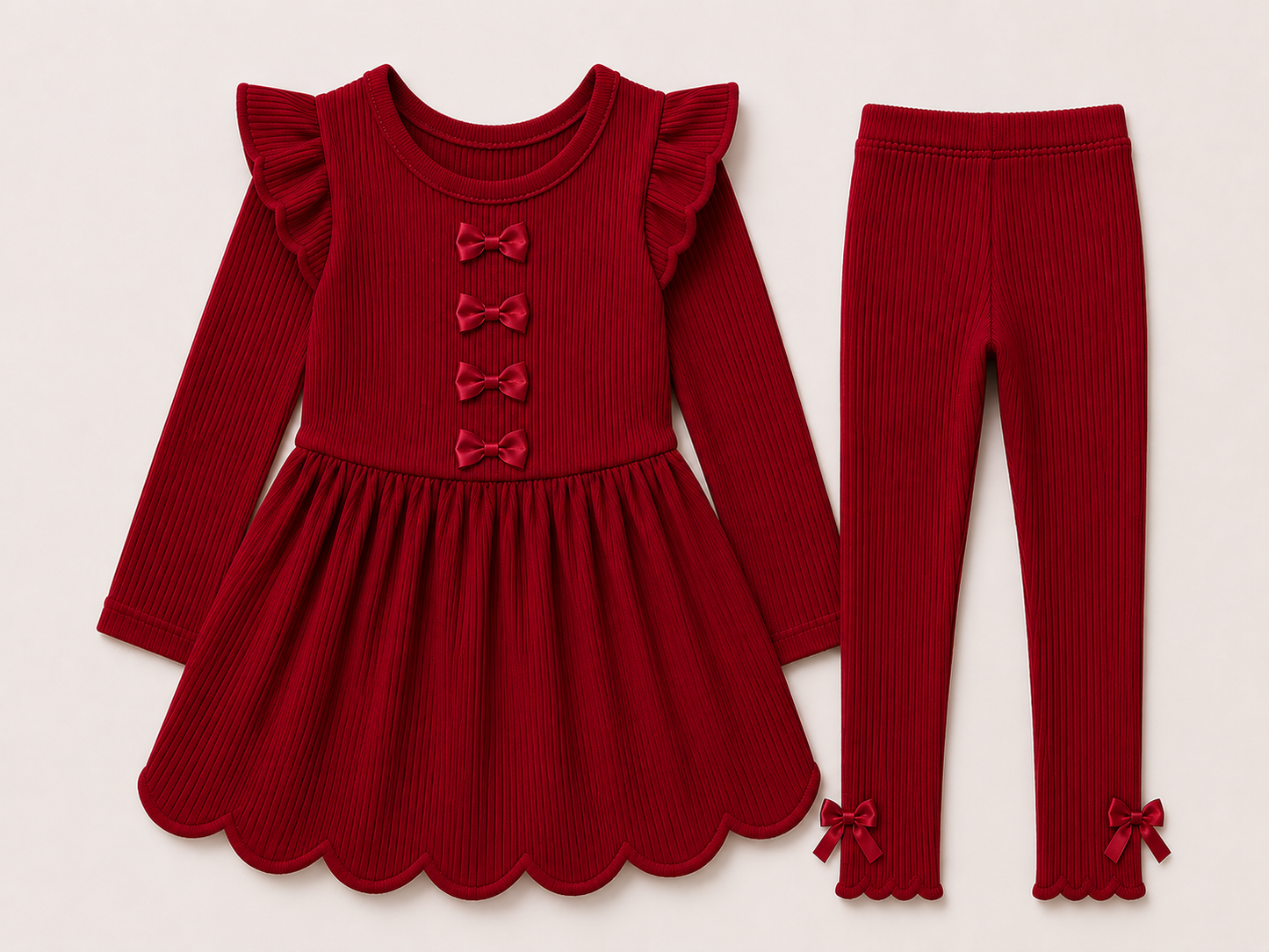 Crimson ribbed set