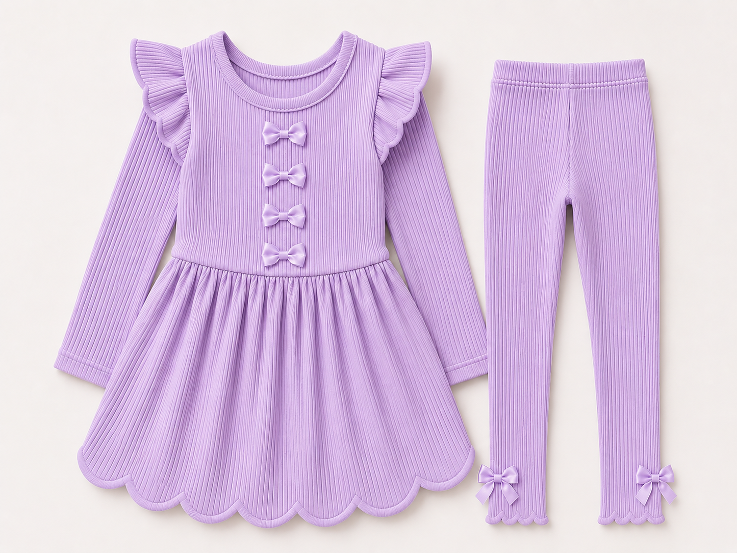 Light purple ribbed set