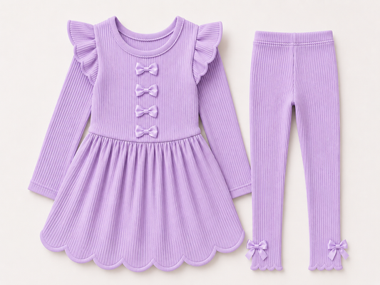 Light purple ribbed set